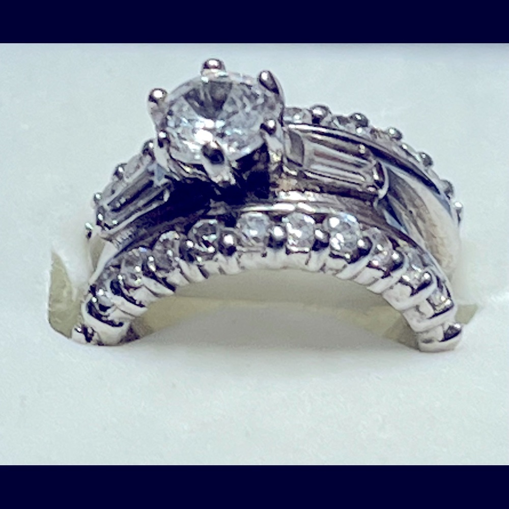 WEDDING RING STERLING SILVER CZ - Picture 2 of 6